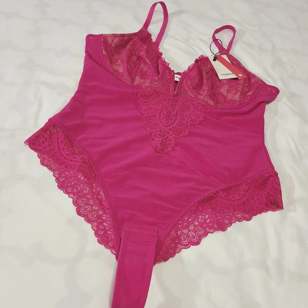 Popilush Shapewear Bodysuit Lace Corset Tops Tummy Control Bodysuit NWT‎ XL